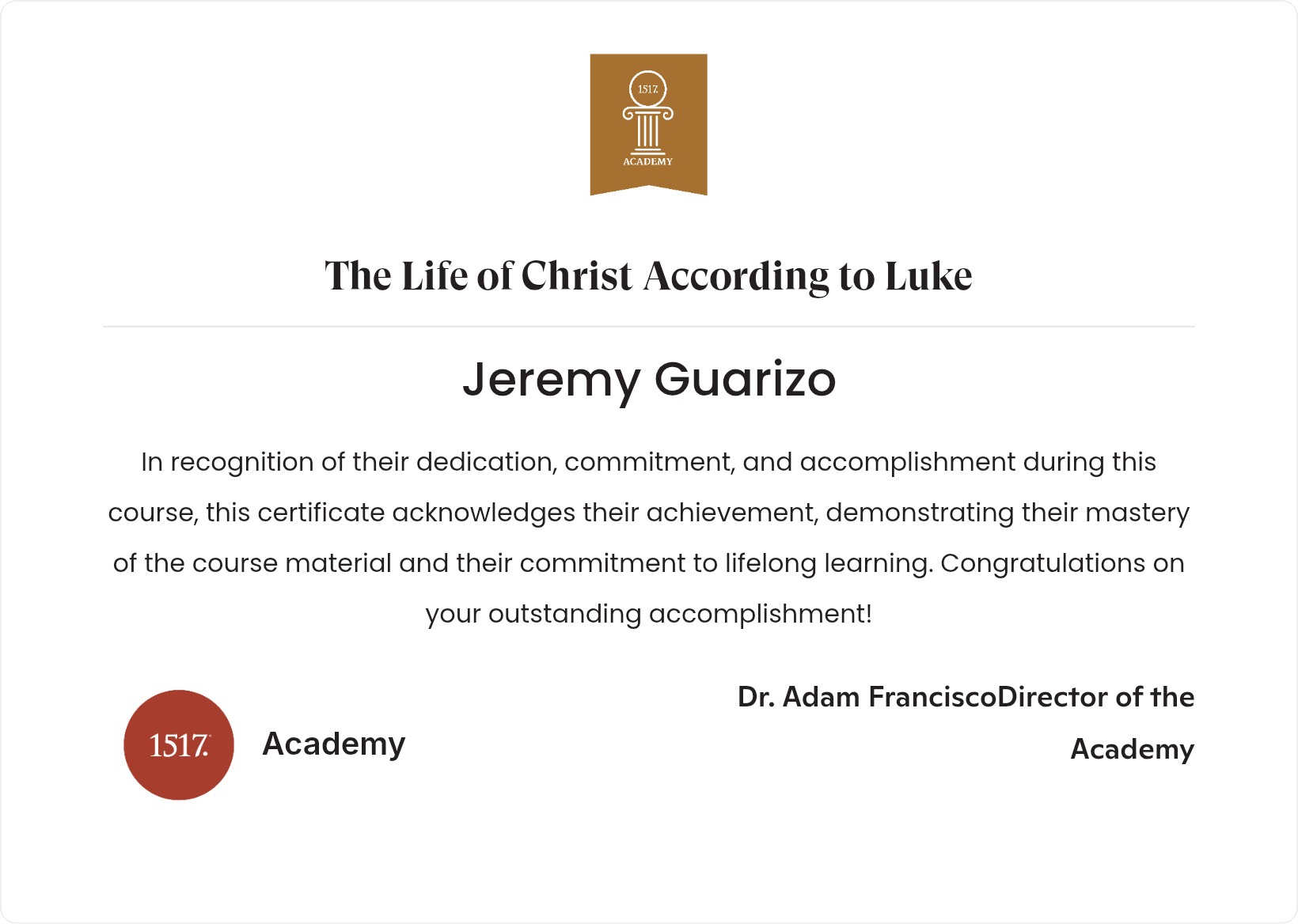 The Life of Christ According to Luke