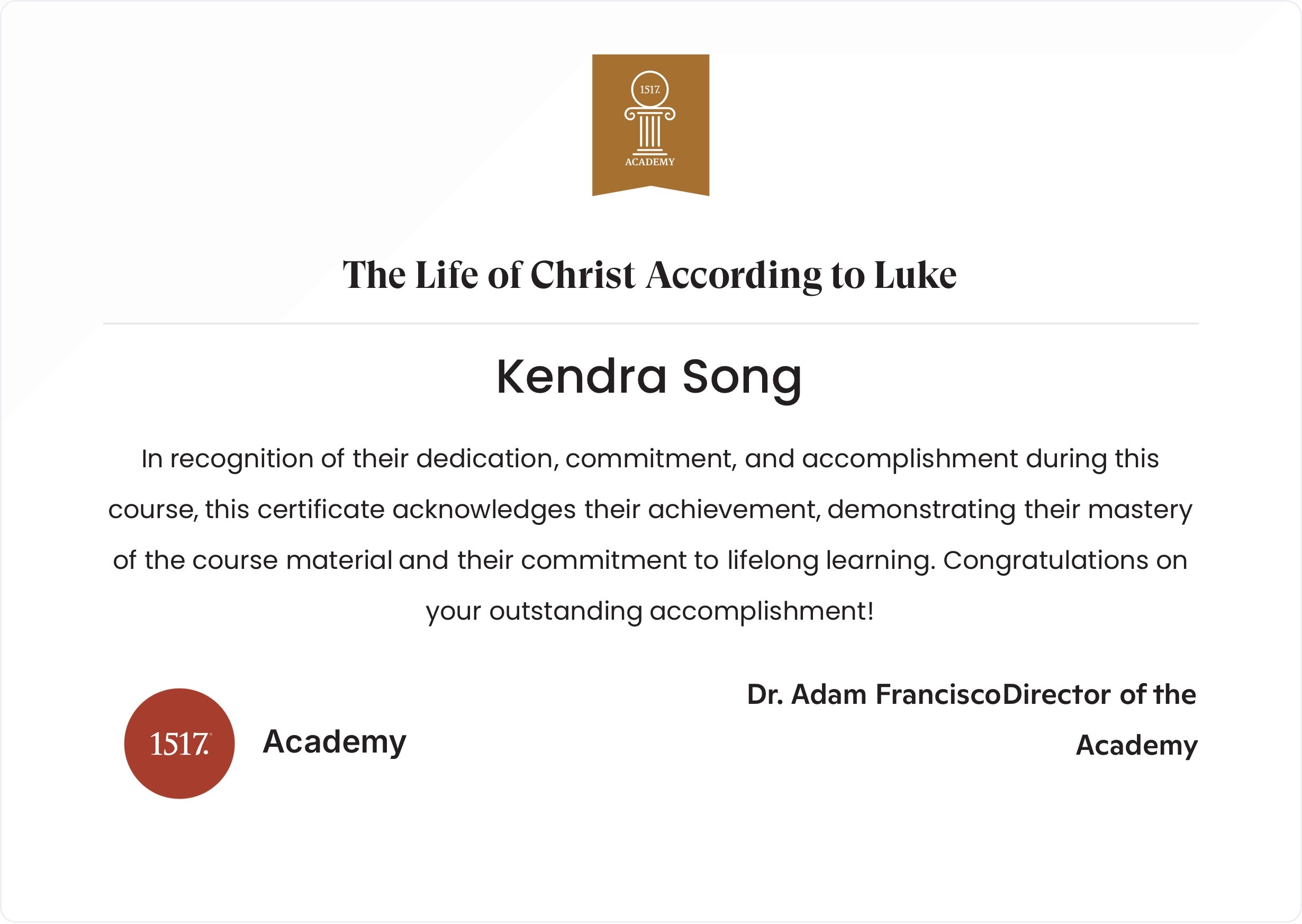 The Life of Christ According to Luke