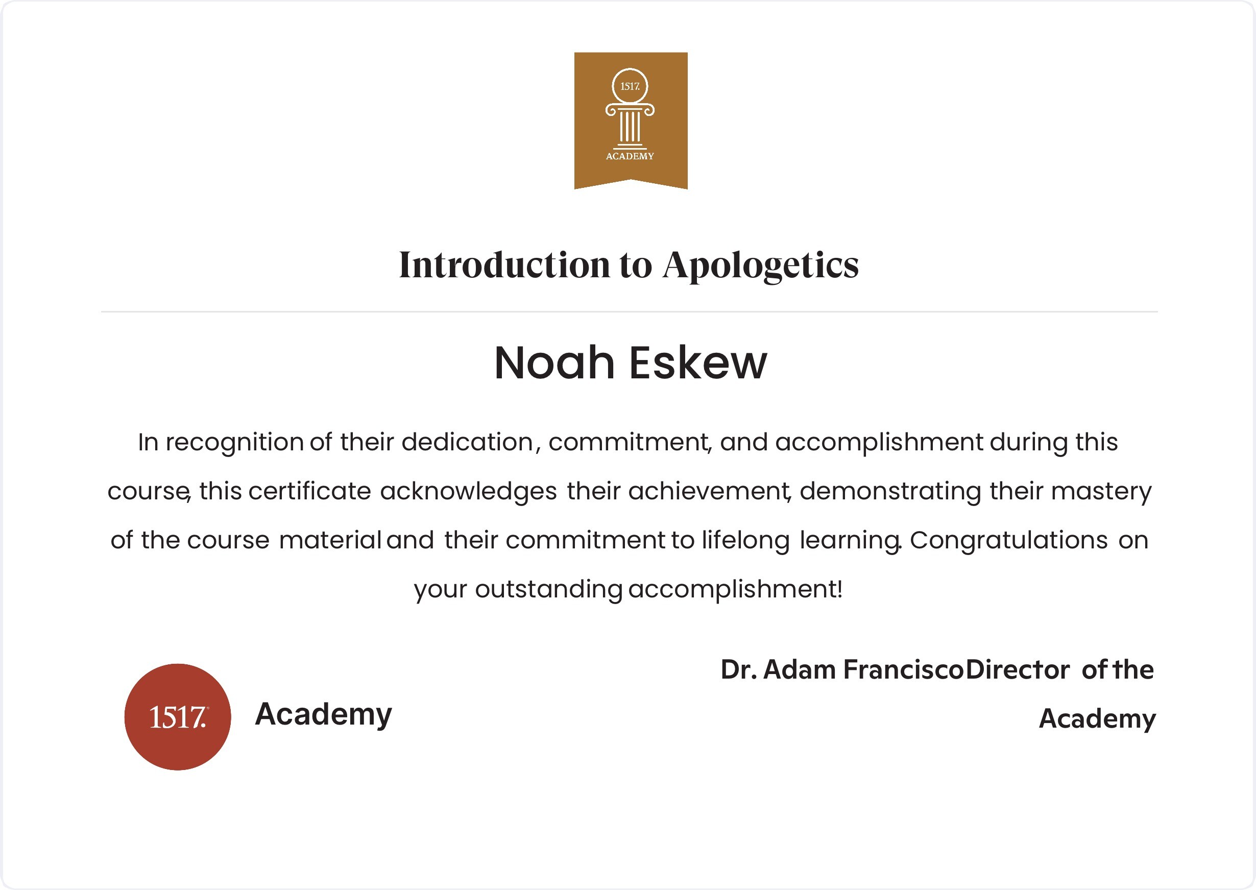 Introduction to Apologetics