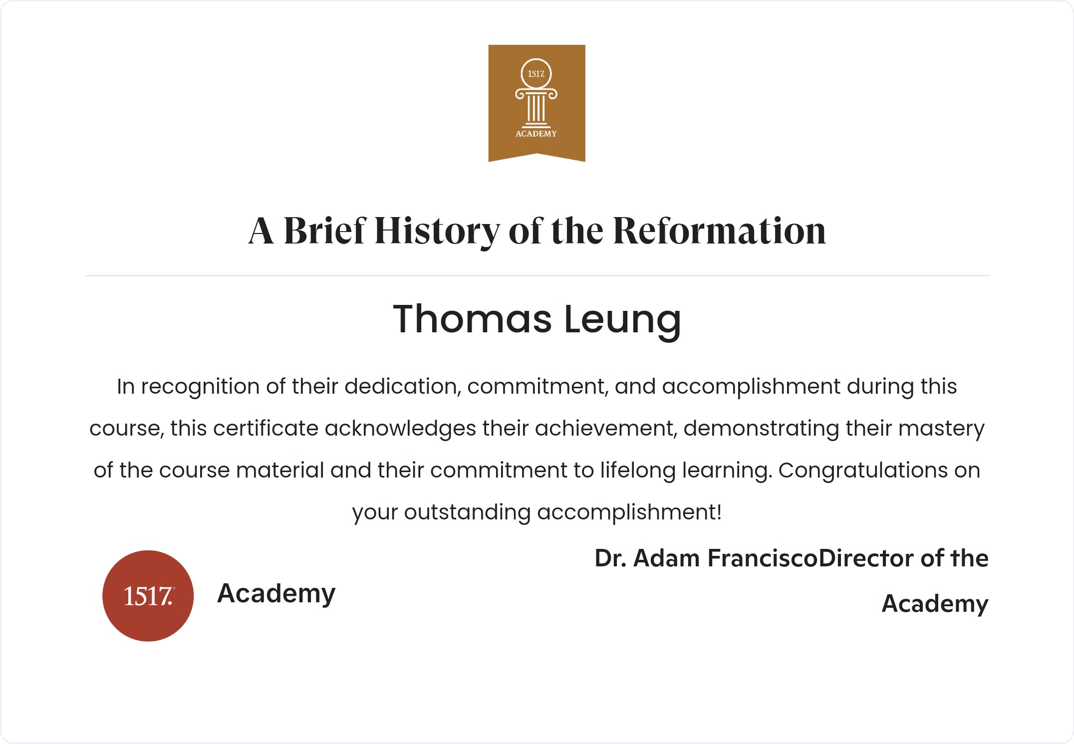 A Brief History of the Reformation