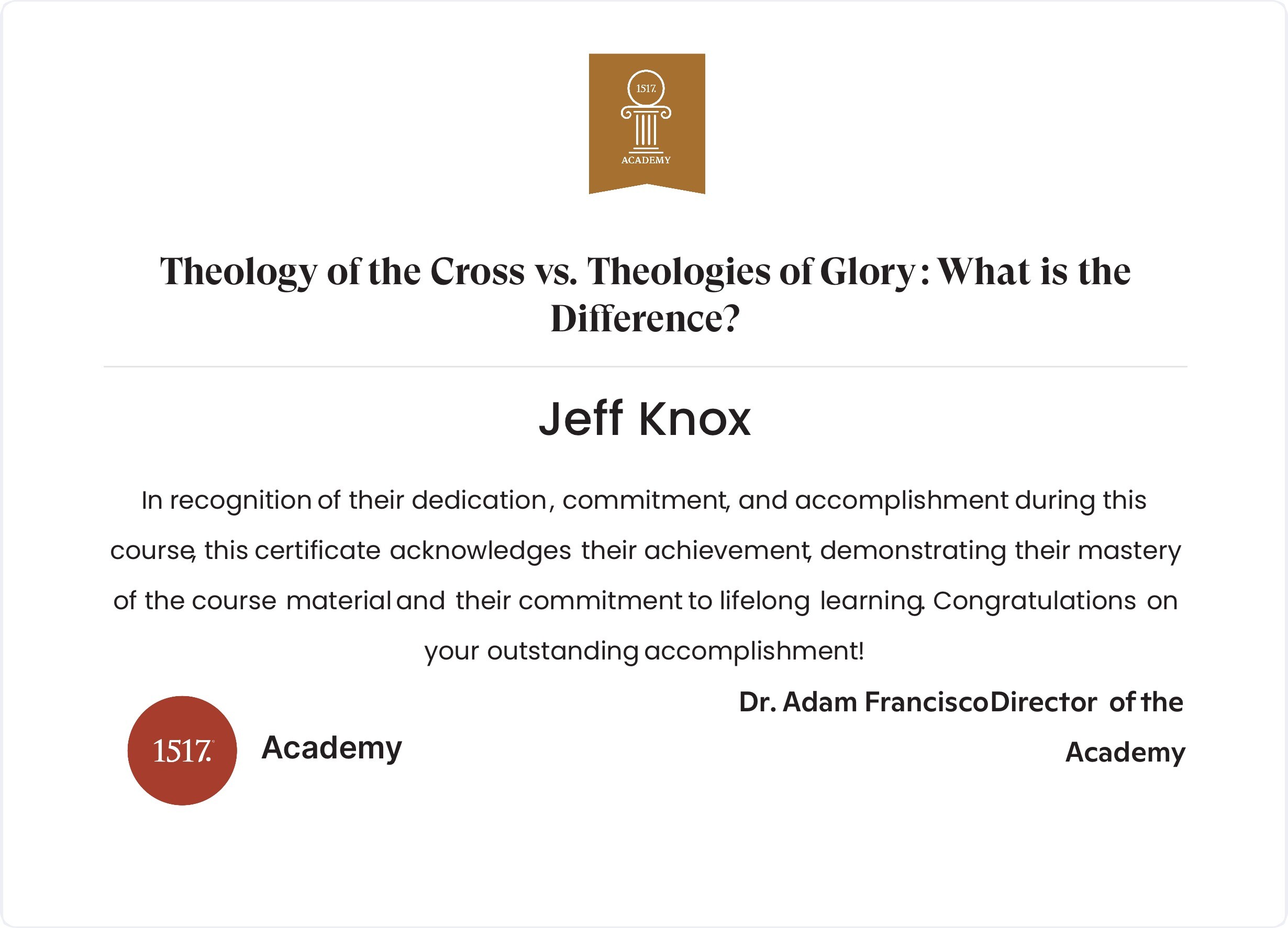 Theology of the Cross vs. Theologies of Glory...What is the Difference?