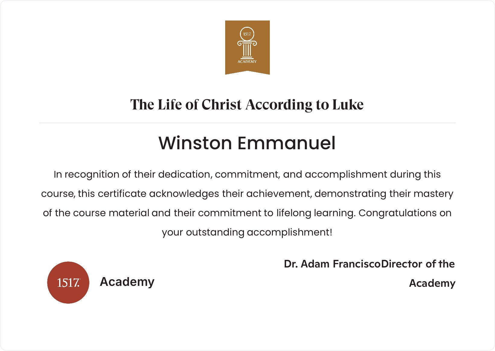 The Life of Christ According to Luke