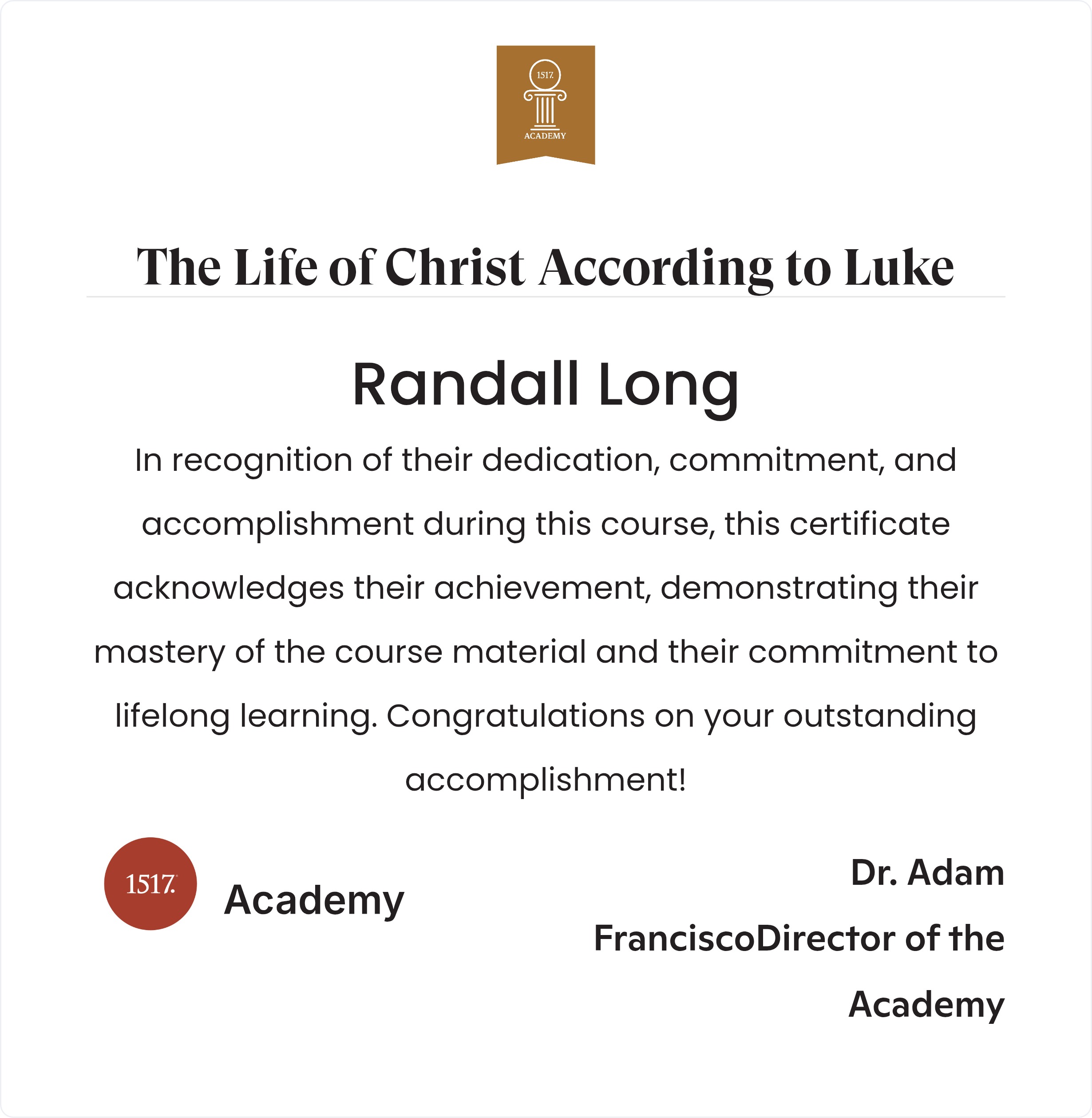 The Life of Christ According to Luke